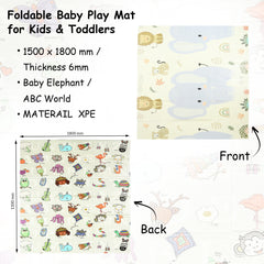 Fitness Mantra® Foldable Baby Play & Exercising Mat for Kids & Toddlers | Double-Sided Soft Cushioned Foam Floor Mat with Cartoon Print | Waterproof, Non-Toxic, BPA Free| 1500 x 1800 mm| Thickness 6mm|