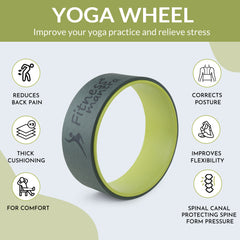 Fitness Mantra® Yoga Wheel For Men & Women| Backbends, Stretching, Exercise| Exercise Roller| Yoga Equipment| |Army + Lemon