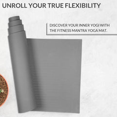 Fitness Mantra® 4mm Anti-Slip Yoga Mat for Yoga Exercise |Qnty.-1 Pcs.| With Carrying Strap| Grey|