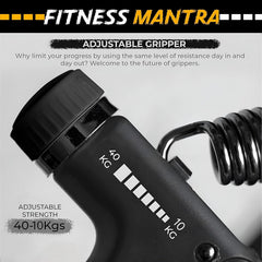 Fitness Mantra® Weight Adjustable Hight Quality Hand Gripper for Men & Women |Hand Grip|Finger Exerciser|Power Gripper|Hand Exerciser Equipment|Hand Strengtheners| Color Black| 10KG-40KG|