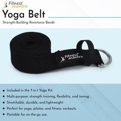 Fitness Mantra® 7 Props Yoga Kit| 1N TPE Yoga Mat, 1N Yoga Wheel, 1N Massage Roller, 1N Knee Pad, 1N Yoga Belt| 2N Yoga Bricks, 2N Elbow Pad|