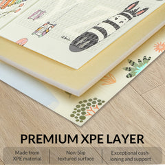 Fitness Mantra® Foldable Baby Play & Exercising Mat for Kids & Toddlers | Double-Sided Soft Cushioned Foam Floor Mat with Cartoon Print | Waterproof, Non-Toxic, BPA Free| 1500 x 1800 mm| Thickness 6mm|