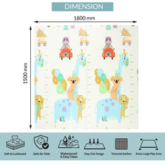 Fitness Mantra® Foldable Baby Play & Exercising Mat for Kids & Toddlers | Double-Sided Soft Cushioned Foam Floor Mat with Cartoon Print | Waterproof, Non-Toxic, BPA Free| 1500 x 1800 mm| Thickness 6mm|
