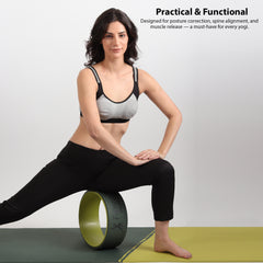 Fitness Mantra® Yoga Wheel For Men & Women| Backbends, Stretching, Exercise| Exercise Roller| Yoga Equipment| |Army + Lemon