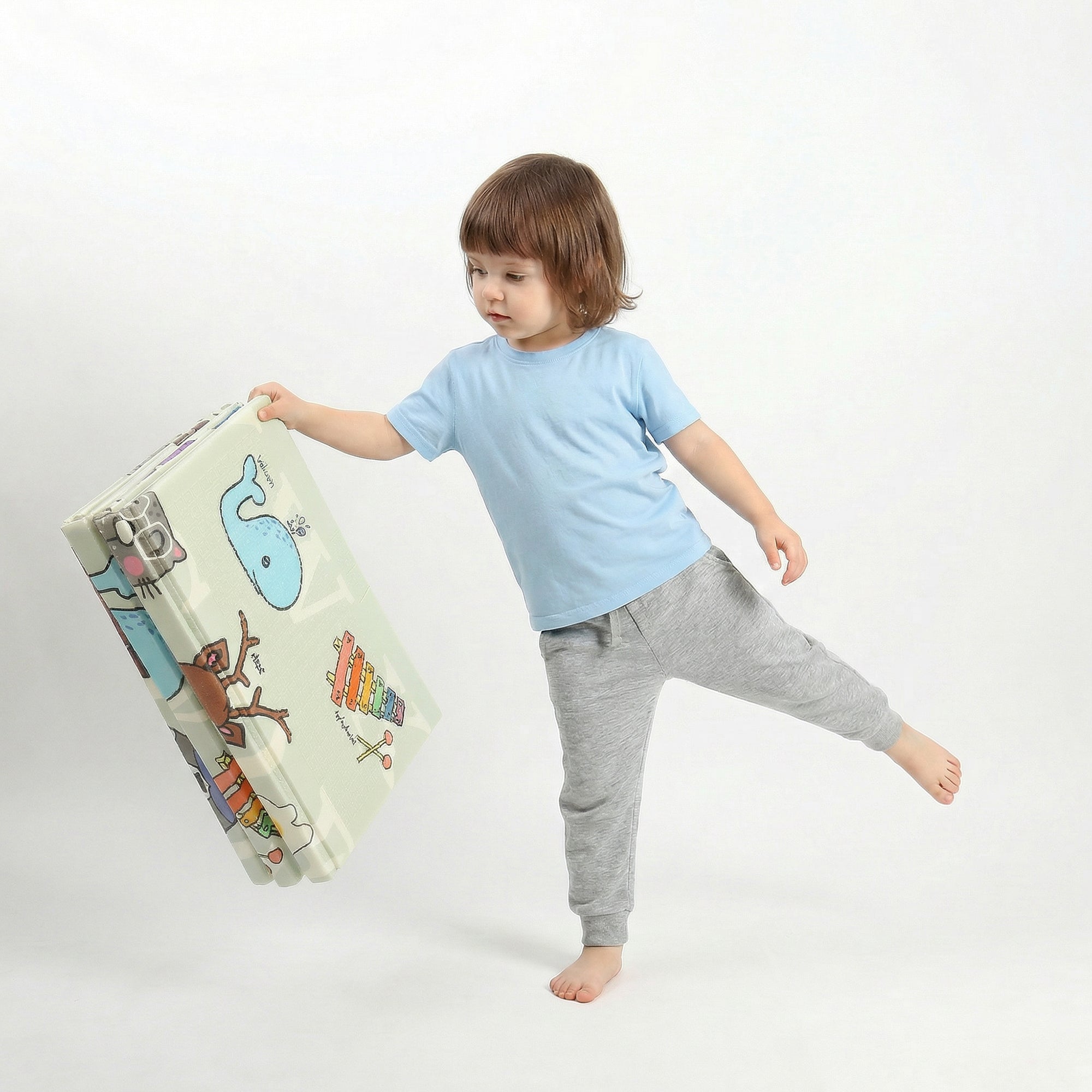 Fitness Mantra® Foldable Baby Play & Exercising Mat for Kids & Toddlers | Double-Sided Soft Cushioned Foam Floor Mat with Cartoon Print | Waterproof, Non-Toxic, BPA Free| 1500 x 1800 mm| Thickness 6mm|