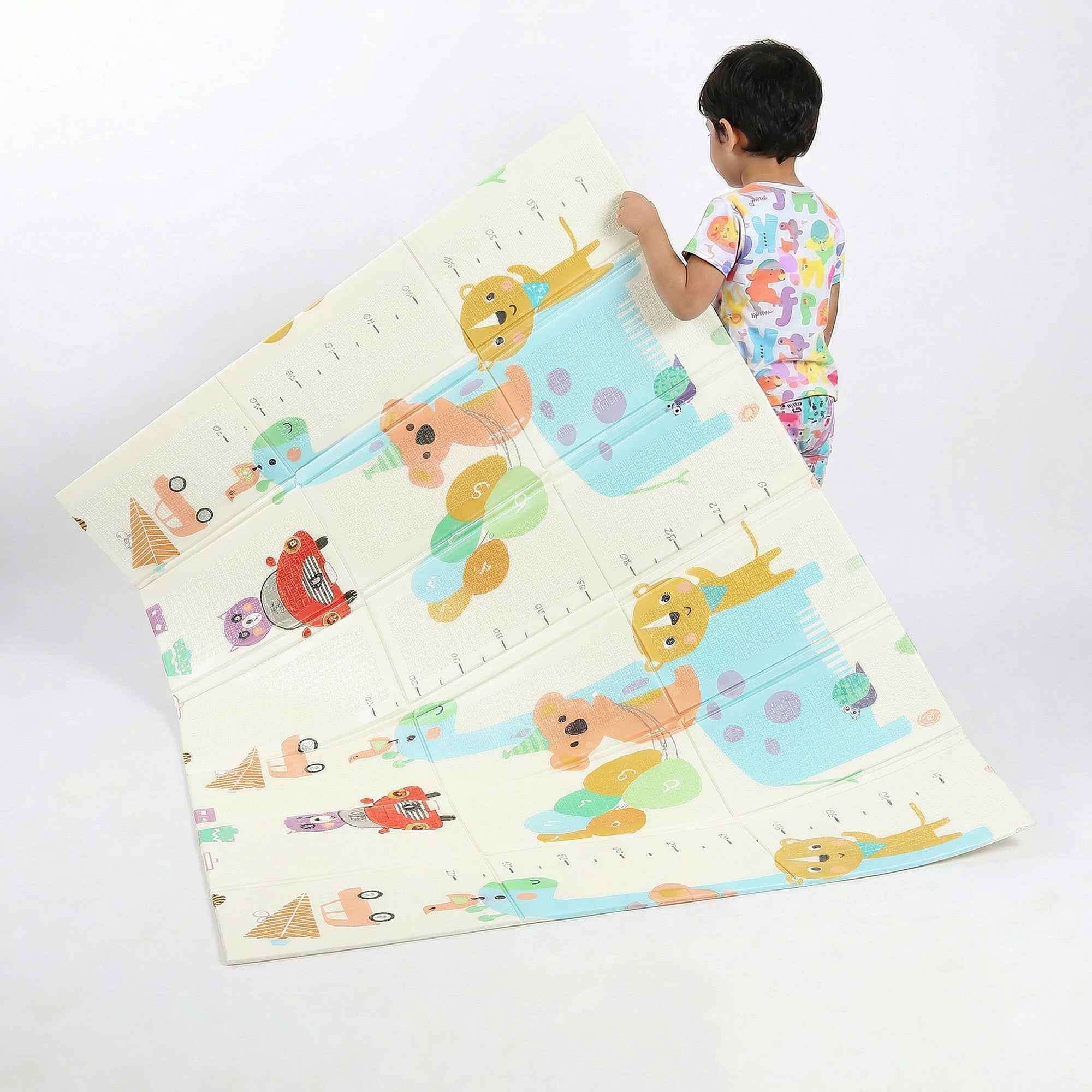 Fitness Mantra® Foldable Baby Play & Exercising Mat for Kids & Toddlers | Double-Sided Soft Cushioned Foam Floor Mat with Cartoon Print | Waterproof, Non-Toxic, BPA Free| 1500 x 1800 mm| Thickness 6mm|