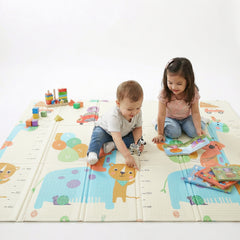 Fitness Mantra® Foldable Baby Play & Exercising Mat for Kids & Toddlers | Double-Sided Soft Cushioned Foam Floor Mat with Cartoon Print | Waterproof, Non-Toxic, BPA Free| 1500 x 1800 mm| Thickness 6mm|