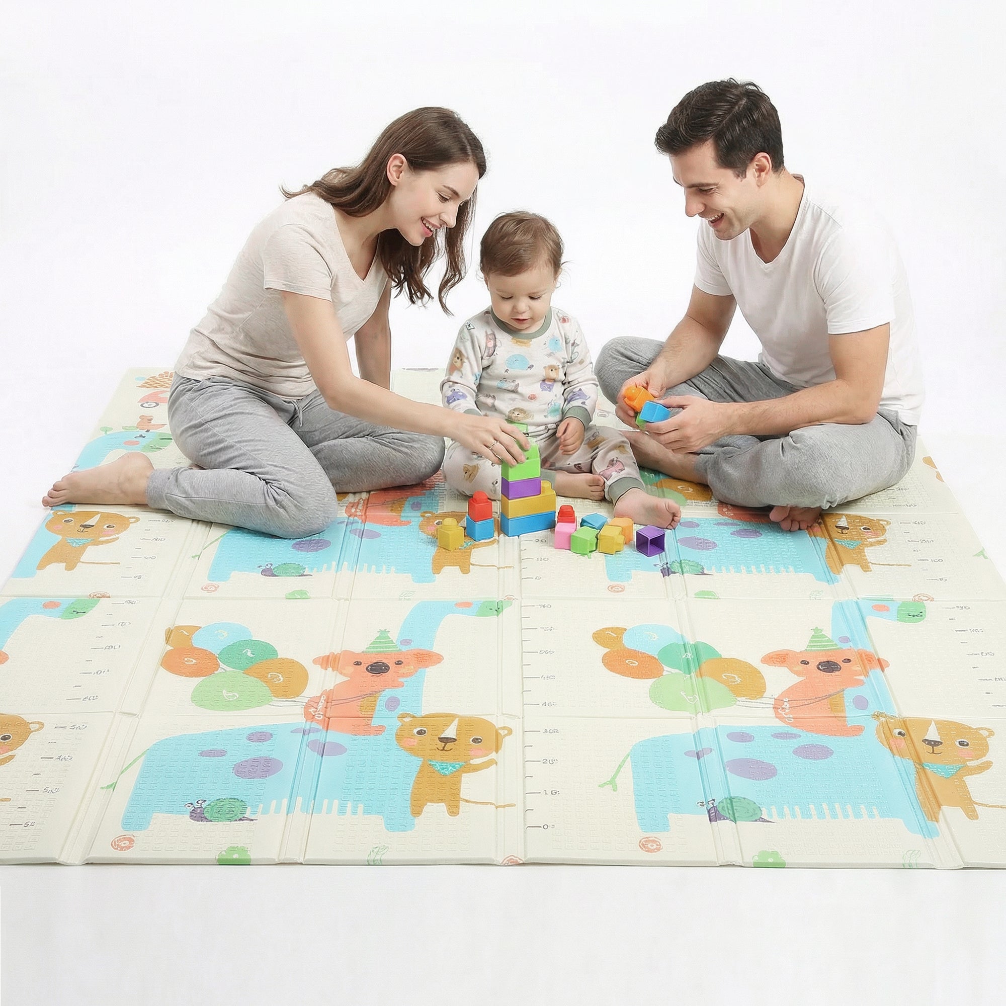 Fitness Mantra® Foldable Baby Play & Exercising Mat for Kids & Toddlers | Double-Sided Soft Cushioned Foam Floor Mat with Cartoon Print | Waterproof, Non-Toxic, BPA Free| 1500 x 1800 mm| Thickness 6mm|