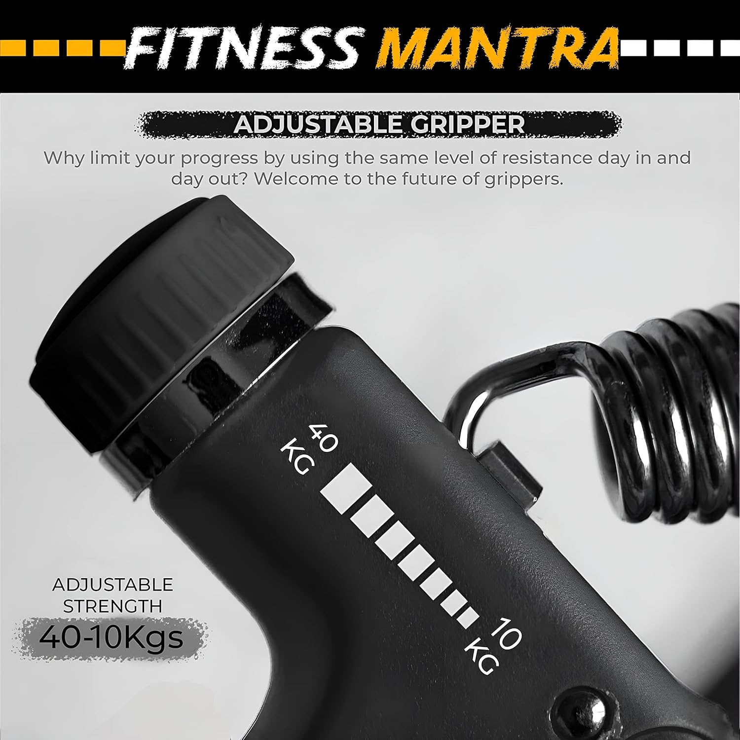 Fitness Mantra® Weight Adjustable Hight Quality Hand Gripper for Men & Women |Hand Grip|Finger Exerciser|Power Gripper|Hand Exerciser Equipment|Hand Strengtheners| Color Orange| 10KG-40KG|