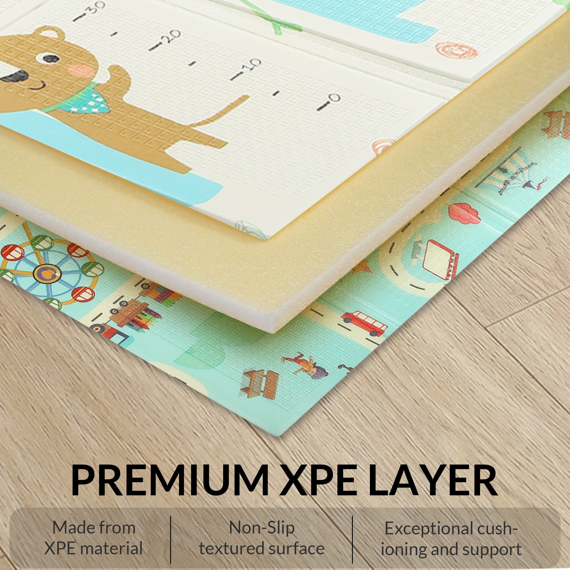 Fitness Mantra® Foldable Baby Play & Exercising Mat for Kids & Toddlers | Double-Sided Soft Cushioned Foam Floor Mat with Cartoon Print | Waterproof, Non-Toxic, BPA Free| 1500 x 1800 mm| Thickness 6mm|