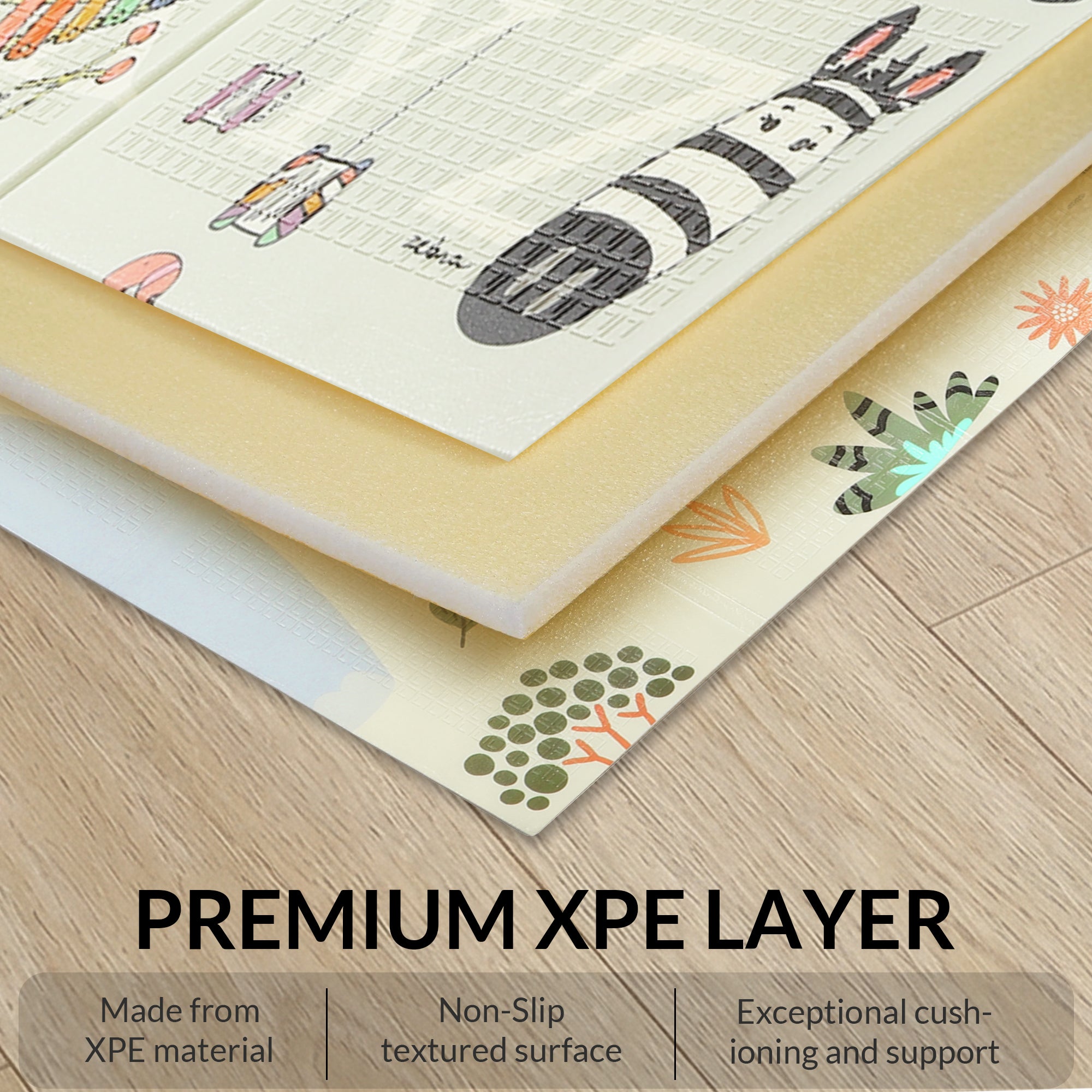 Fitness Mantra® Foldable Baby Play & Exercising Mat for Kids & Toddlers | Double-Sided Soft Cushioned Foam Floor Mat with Cartoon Print | Waterproof, Non-Toxic, BPA Free| 1500 x 1800 mm| Thickness 6mm|