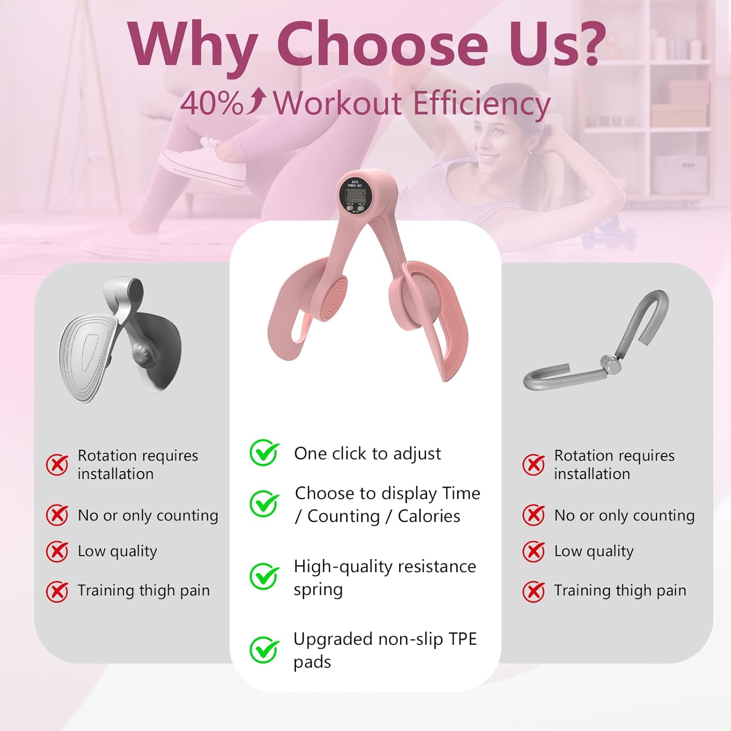 Fitness Mantra® Thigh Master for Women | Digital Counter Inner Thigh, Hip & Leg Toning Exerciser | Adjustable Resistance Home Fitness Equipment| 1 Piece| Multicolor|