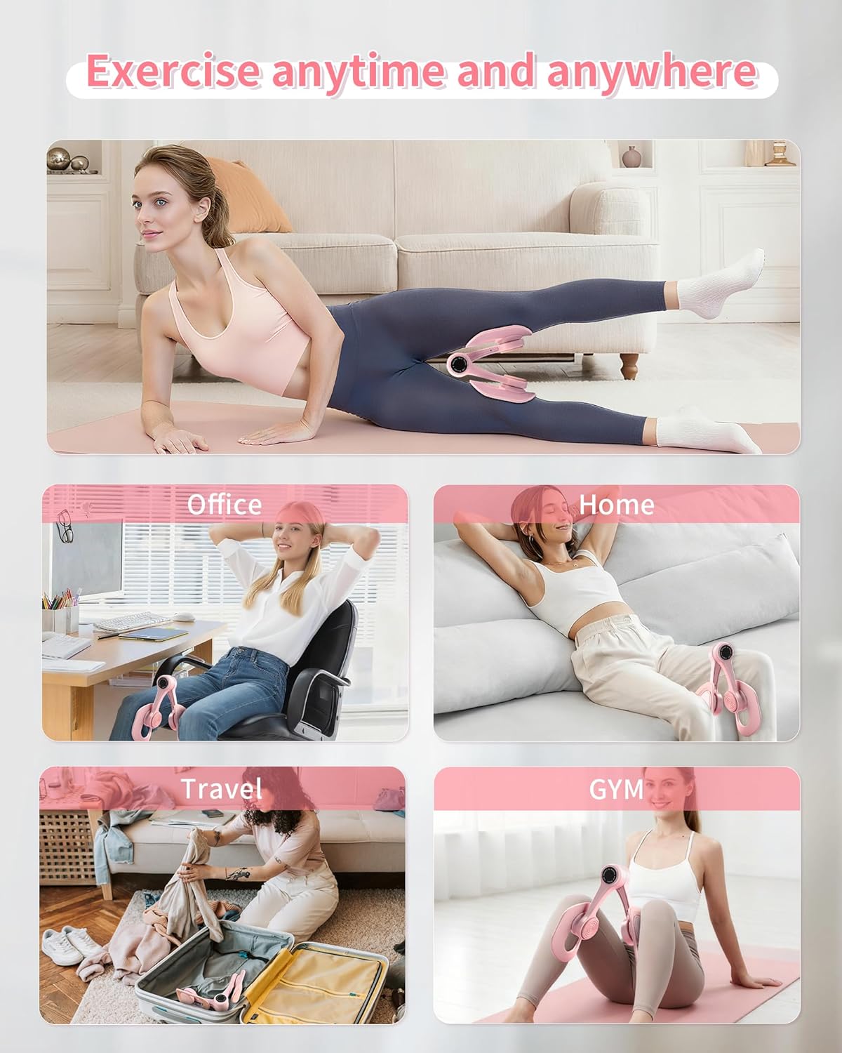 Fitness Mantra® Thigh Master for Women | Digital Counter Inner Thigh, Hip & Leg Toning Exerciser | Adjustable Resistance Home Fitness Equipment| 1 Piece| Multicolor|