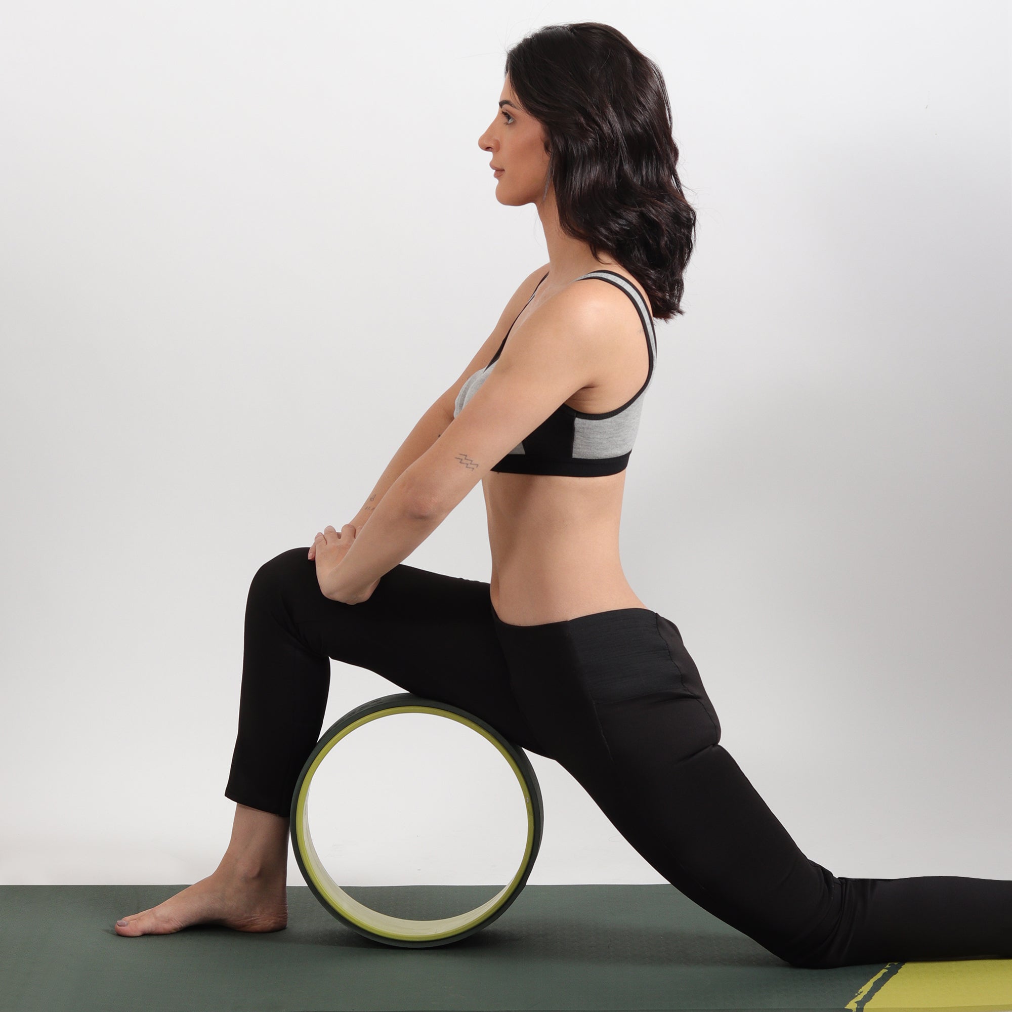 Fitness Mantra® Yoga Wheel For Men & Women| Backbends, Stretching, Exercise| Exercise Roller| Yoga Equipment| |Army + Lemon