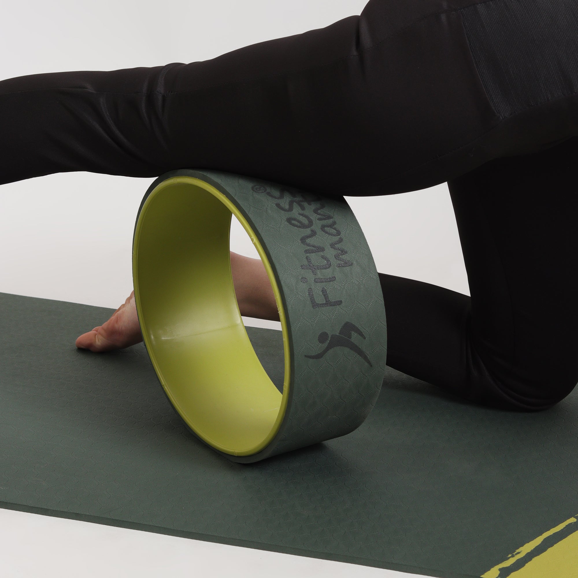 Fitness Mantra® Yoga Wheel For Men & Women| Backbends, Stretching, Exercise| Exercise Roller| Yoga Equipment| |Army + Lemon