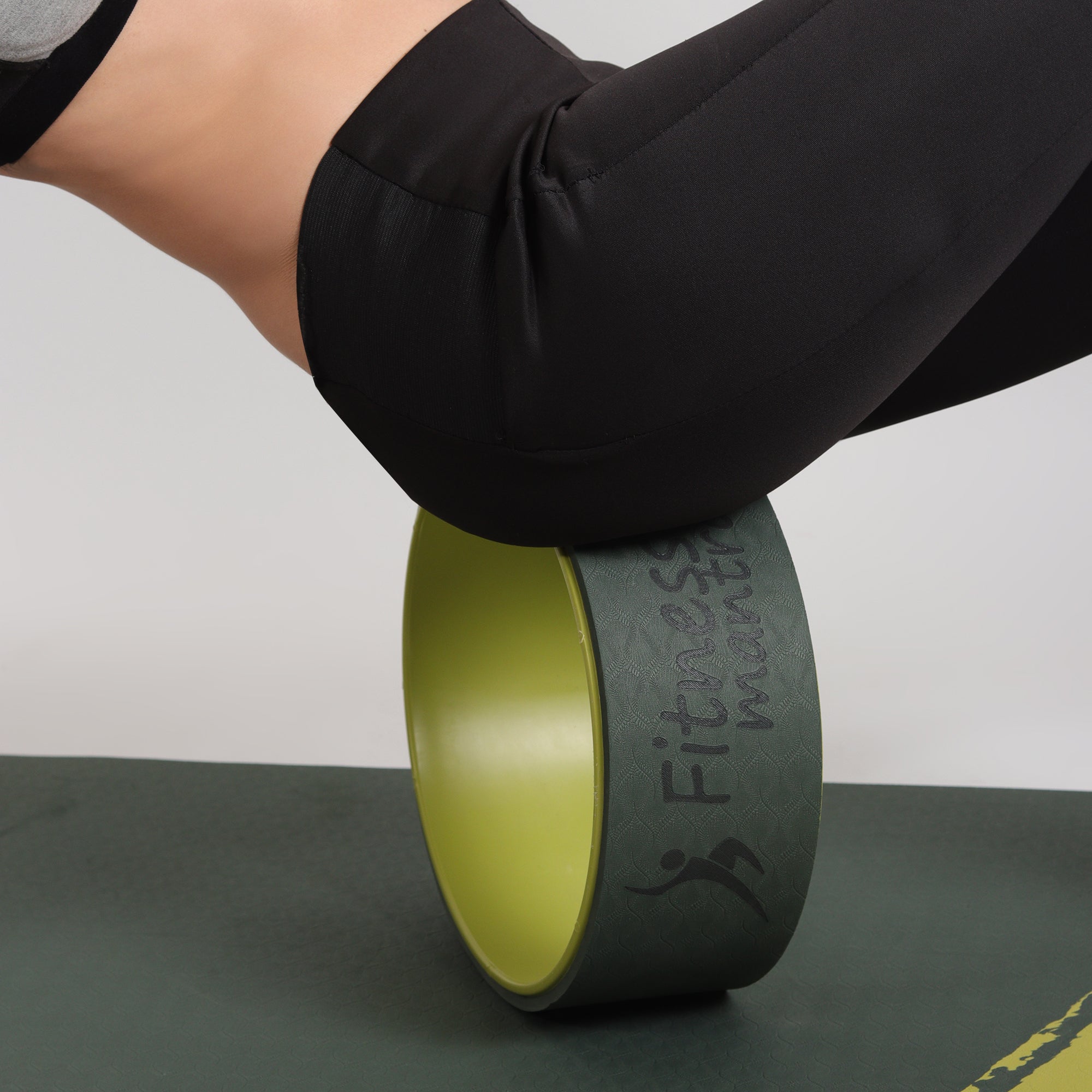Fitness Mantra® Yoga Wheel For Men & Women| Backbends, Stretching, Exercise| Exercise Roller| Yoga Equipment| |Army + Lemon